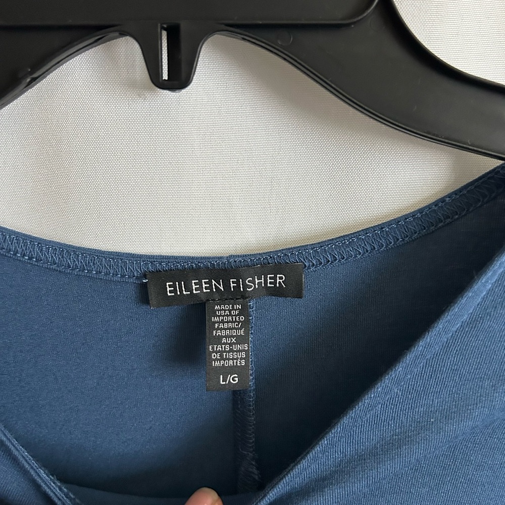 Eileen Fisher Elegant Blue Long Sleeve Top - Picture 2 of 5
